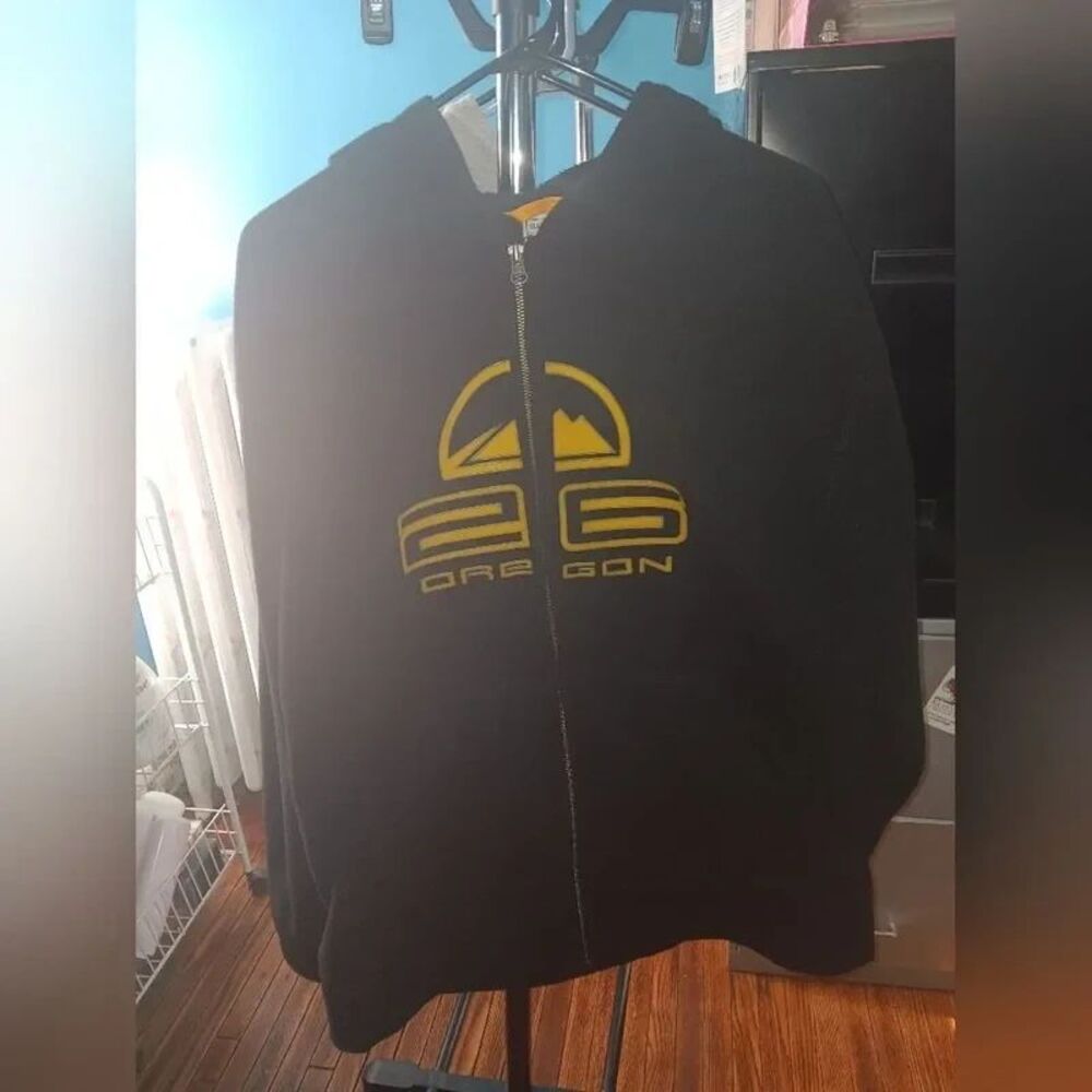 Vintage Old Navy Full Zip Hoodie | Black & Gold Graphic Logo | Size XL